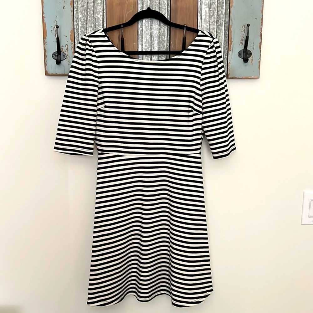 Pixley knit striped dress size large stretch fabric